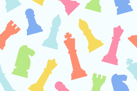 Seamless pattern with colored chess pieces. Flat designのイラスト素材