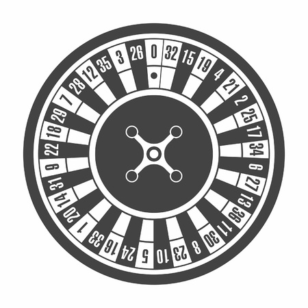 European roulette wheel in monochrome, black. Top viewのイラスト素材