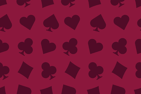 Card suits seamless pattern isolated on burgundy backgroundのイラスト素材