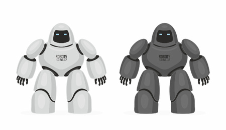 Two Robots. White and black. isolated on white backgroundのイラスト素材