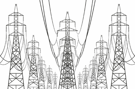 Electric power lines on white backgroundのイラスト素材