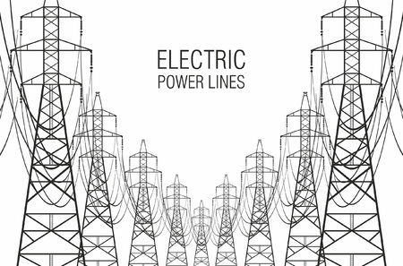 Electric power lines on white backgroundのイラスト素材