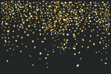 Golden confetti isolated on black backgroundのイラスト素材