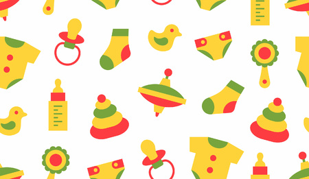 Seamless pattern with baby things. isolated on white backgroundのイラスト素材