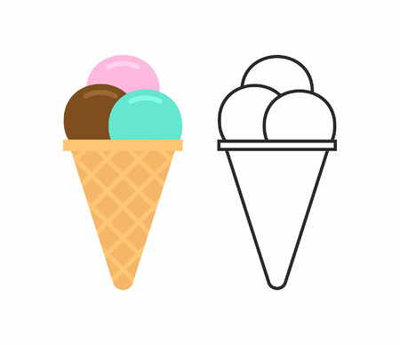 Ice cream in waffle cone. isolated on white backgroundのイラスト素材