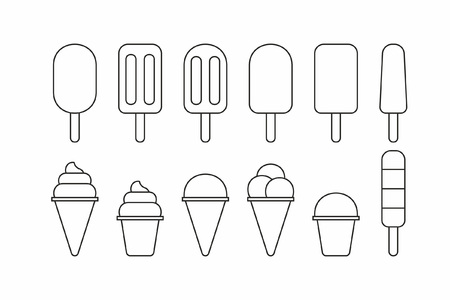 Different ice cream line icon. isolated on white backgroundのイラスト素材