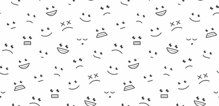 Seamless pattern with funny cartoon faces. isolated on white backgroundのイラスト素材