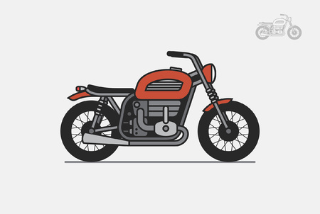 red vintage motorcycle. isolated on gray backgroundのイラスト素材
