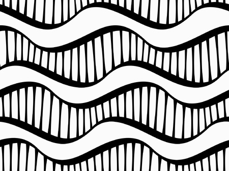 Abstract geometric pattern with waves. Monochrome ornament. isolated on white backgroundのイラスト素材