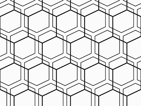 Abstract geometric pattern with hexagons, technology concept. Monochrome ornament. isolated on white backgroundのイラスト素材