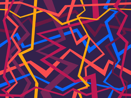Abstract geometric pattern with Random chaotic lines. Colorful ornament. isolated on purple backgroundのイラスト素材