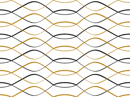 Abstract geometric pattern with black-gold waves. Colorful ornament. isolated on white backgroundのイラスト素材