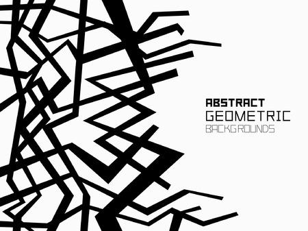 Abstract geometric background with Random chaotic lines. Monochrome ornament. isolated on white backgroundのイラスト素材