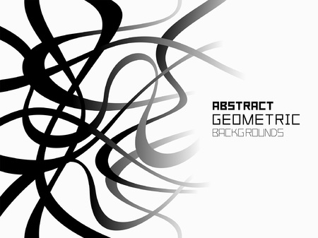 Abstract geometric background with Random chaotic lines. Monochrome ornament. isolated on white backgroundのイラスト素材