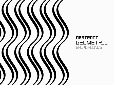 Abstract geometric background with waves. Monochrome ornament. isolated on white backgroundのイラスト素材