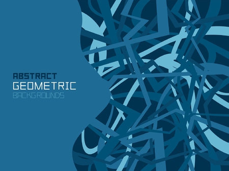 Abstract geometric background with Random chaotic lines. Colorful ornament. isolated on blue backgroundのイラスト素材
