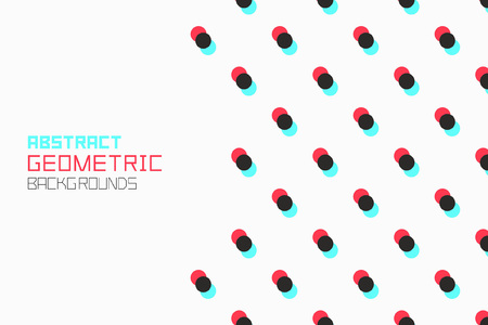 Geometric background with red-blue and black small circles. Colorful ornament. isolated on white backgroundのイラスト素材