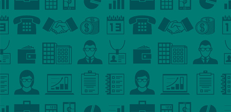 Seamless pattern with business icons, outline style. isolated on blue backgroundのイラスト素材
