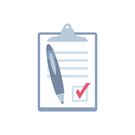 Clipboard with pen. Flat style. isolated on white backgroundのイラスト素材
