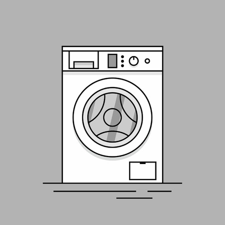 washing machine. monochrome style. isolated on gray backgroundのイラスト素材