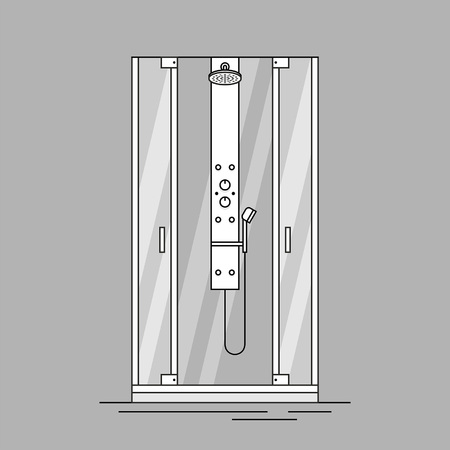 Shower cabin. monochrome style. isolated on gray backgroundのイラスト素材