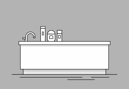 Bathtub. monochrome style. isolated on gray backgroundのイラスト素材
