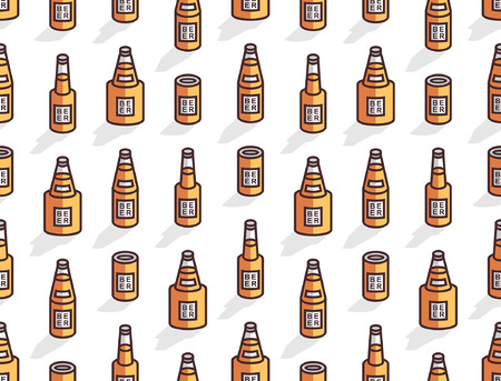 Seamless pattern with Isometric beer bottles. line style. isolated on white backgroundのイラスト素材