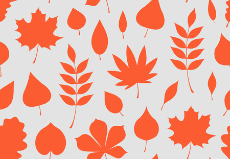 Seamless pattern with red autumn leaves. flat style. isolated on gray backgroundのイラスト素材