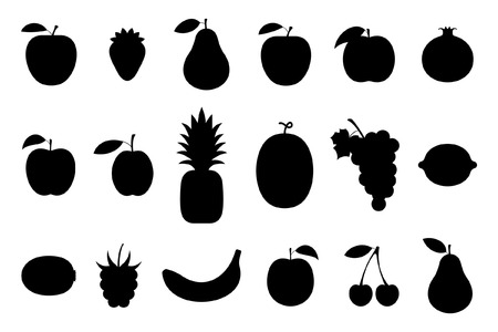 Fruits, Monochrome style. isolated on white backgroundのイラスト素材