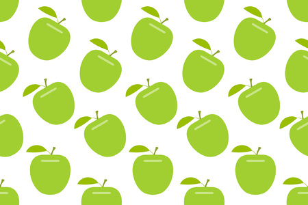 Seamless pattern with Green apple. flat style. isolated on white backgroundのイラスト素材