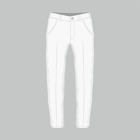 Front views of Men's white trousers on gray backgroundのイラスト素材