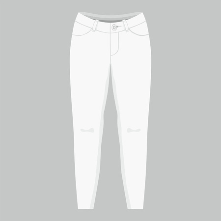 Front views of women's white jeans on gray backgroundのイラスト素材