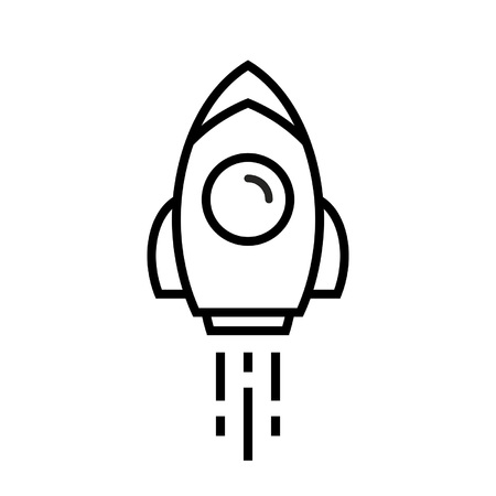 Rocket ship icon. line style. isolated on white backgroundのイラスト素材