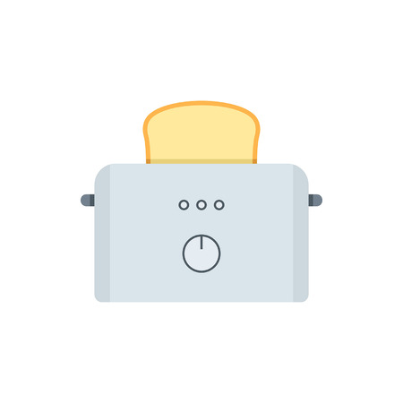 Plastic electric toaster with toast. flat style. isolated on white backgroundのイラスト素材