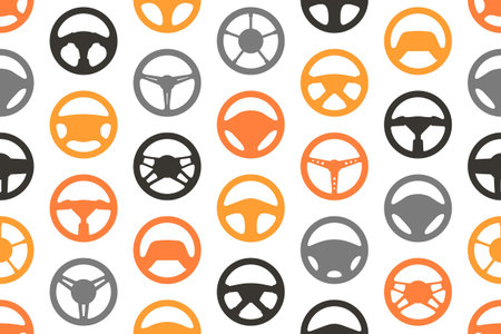 Seamless pattern with car steering wheels. isolated on white backgroundのイラスト素材