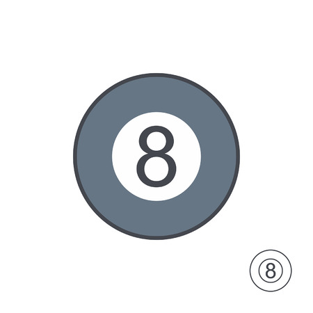 Billiards ball. Eight Ball. Snooker 8 pool. line style. isolated on white backgroundのイラスト素材