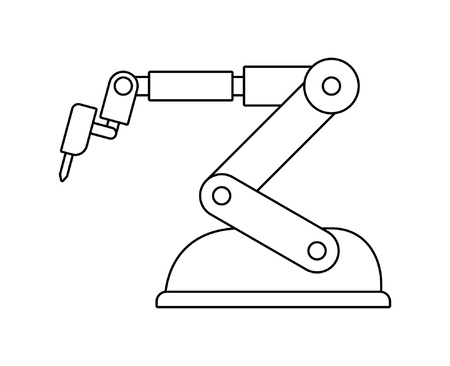 Robotic arm. line style. isolated on white backgroundのイラスト素材