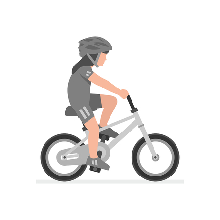 Girl riding bike isolated on white backgroundのイラスト素材