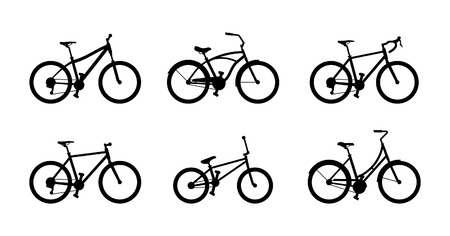 Set of different bicycles isolated on white backgroundのイラスト素材