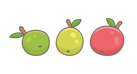 Three apples, green, red and yellow. isolated on white backgroundのイラスト素材