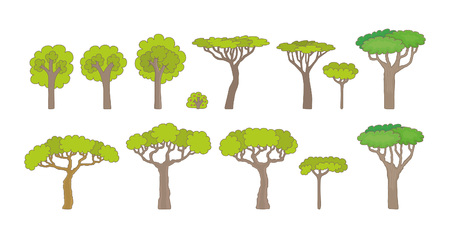 Set of trees. isolated on white backgroundのイラスト素材
