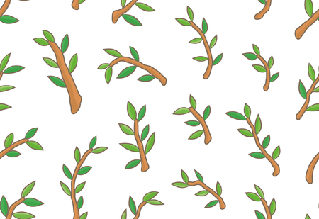 Seamless Pattern with Branches of Tree. isolated on white backgroundのイラスト素材