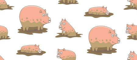 Seamless Pattern with Pigs. isolated on white backgroundのイラスト素材