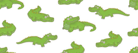 Seamless Pattern with Crocodiles. isolated on white backgroundのイラスト素材