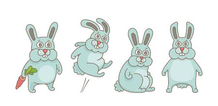 Set of Rabbits. isolated on white backgroundのイラスト素材