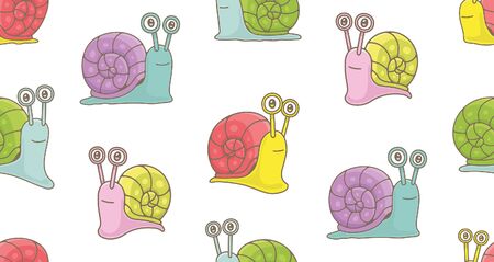 Seamless Pattern with Snails. isolated on white backgroundのイラスト素材