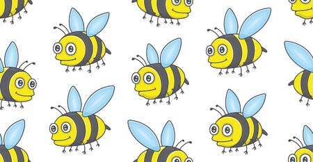 Seamless Pattern with Bees. isolated on white backgroundのイラスト素材