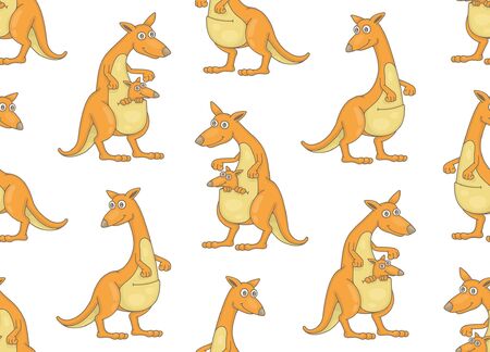 Seamless Pattern with Kangaroos. isolated on white backgroundのイラスト素材