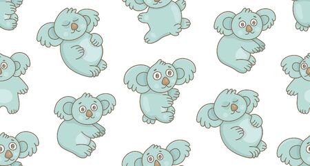 Seamless Pattern with Koalas. isolated on white backgroundのイラスト素材