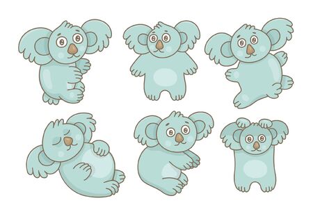Set of Koalas. isolated on white backgroundのイラスト素材